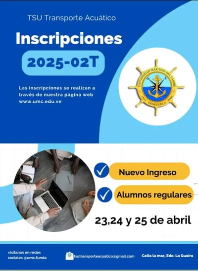Convocatoria a Nuevos Ingresos para T.S.U en Transporte Acuático