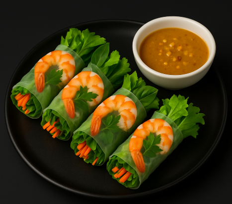 Salad Rolls with Shrimp (สลัดโรลกุ้งสด)