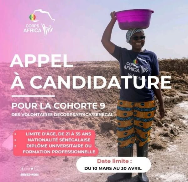 APPEL À CANDIDATURES – Devenez Volontaire de la Cohorte 9 de CorpsAfrica/Sénégal