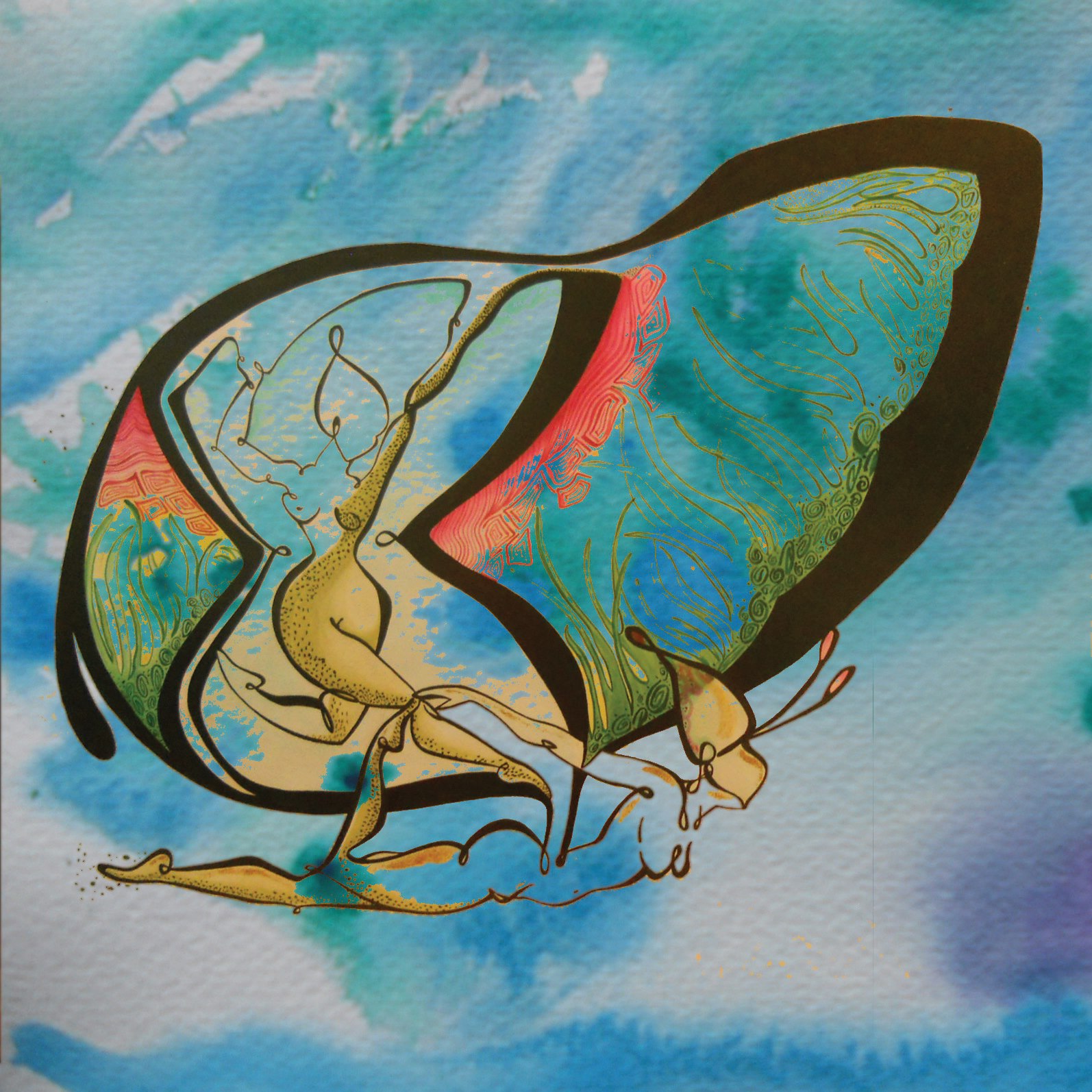 El Paso del Tiempo de Abril (1994) Tintas y Acuarela sobre fabriano 40 x 30 cm