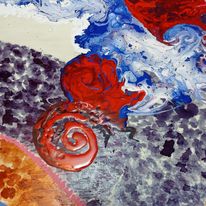 Rosas del Cielo y Mar (2023) Aris Mun Pouring 60 x 60 cm