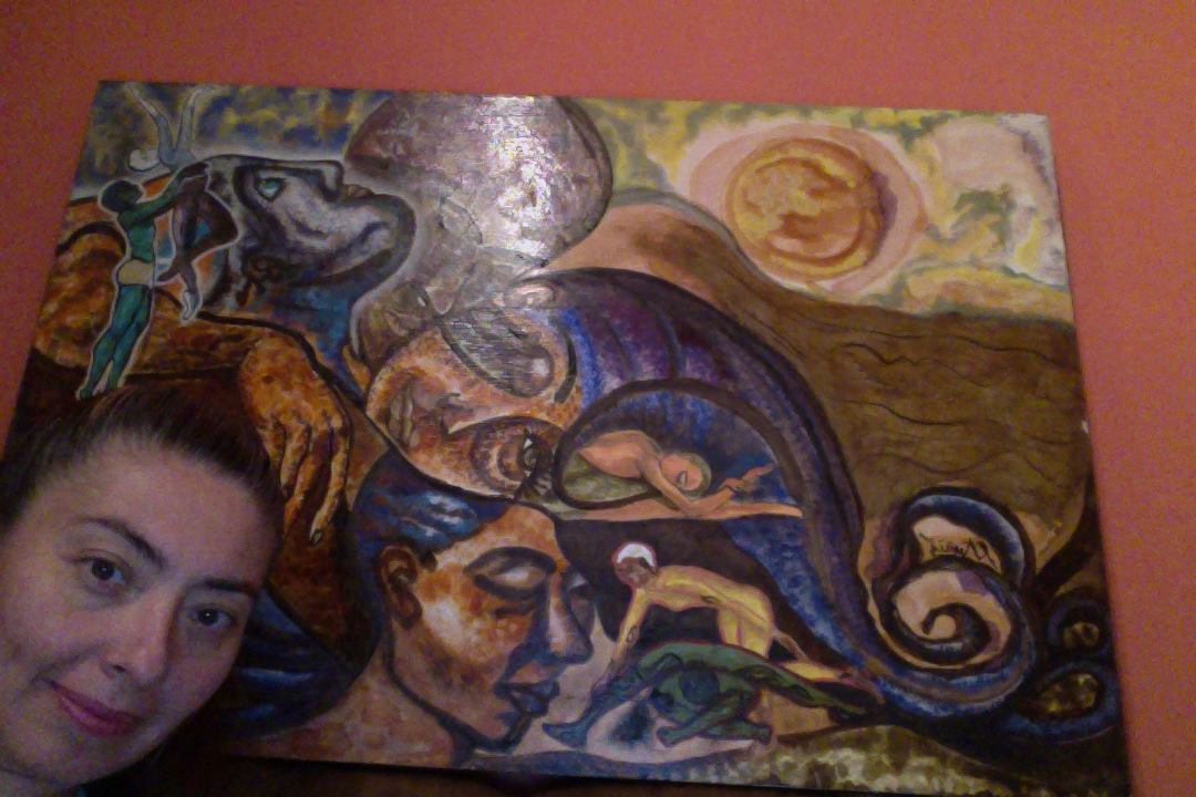 Movimiento Olín (2012) Aris Mun, Mixta sobre madera 90 x 60 cm