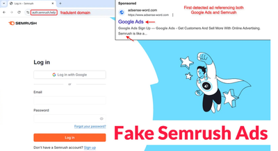 Fake Semrush Ads has been used to  Steal Google Accounts Login Credentials  >>>