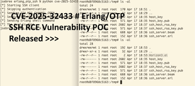 CVE-2025-32433 # Erlang/OTP SSH RCE Vulnerability POC Released >>>