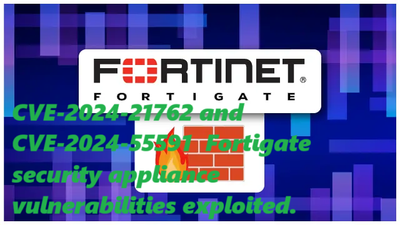 CVE-2024-21762 and CVE-2024-55591  Fortigate security appliance vulnerabilities exploited.