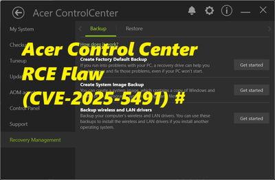 Acer Control Center RCE Flaw (CVE-2025-5491) #