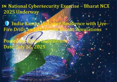 🇮🇳 National Cybersecurity Exercise – Bharat NCX 2025 Underway🛡️ India Ramps Up Cyber Resilience with Live-Fire Drills and AI-Driven Threat Simulations