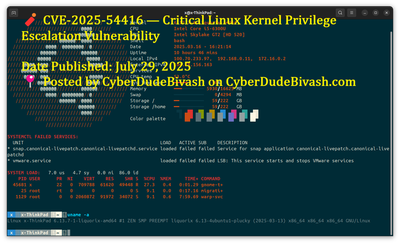 🧨 CVE-2025-54416 — Critical Linux Kernel Privilege Escalation Vulnerability