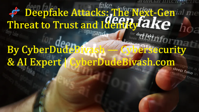 🧬 Deepfake Attacks: The Next-Gen Threat to Trust and IdentityBy CyberDudeBivash — Cybersecurity & AI Expert | CyberDudeBivash.com