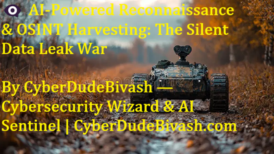 👁️‍🗨️ AI-Powered Reconnaissance & OSINT Harvesting: The Silent Data Leak WarBy CyberDudeBivash — Cybersecurity Wizard & AI Sentinel | CyberDudeBivash.com