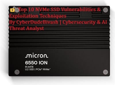 🔓 Top 10 NVMe SSD Vulnerabilities & Exploitation TechniquesBy CyberDudeBivash | Cybersecurity & AI Threat Analyst