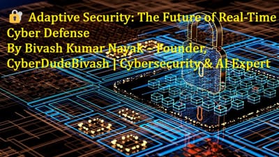 🔐 Adaptive Security: The Future of Real-Time Cyber Defense By Bivash Kumar Nayak – Founder, CyberDudeBivash | Cybersecurity & AI Expert