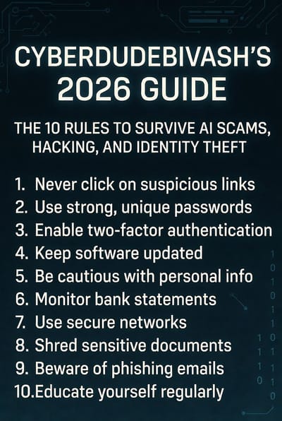 CYBERDUDEBIVASH'S 2026 Guide: The 10 Rules to Survive AI Scams, Hacking, and Identity Theft.