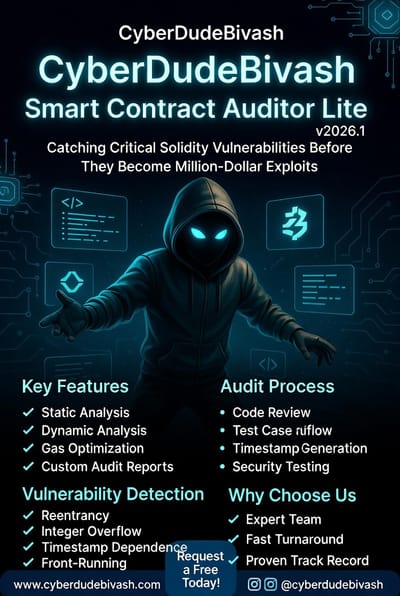CyberDudeBivash Blockchain Smart Contract Auditor Lite v2026.1 Catching Critical Solidity Vulnerabilities Before They Become Million-Dollar Exploits