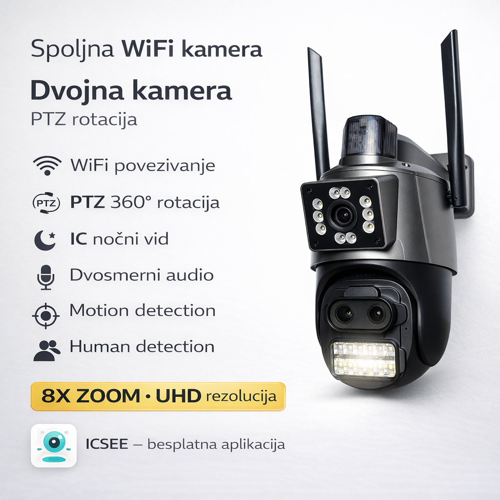 dupla kamera 8x zoom wifi kamera