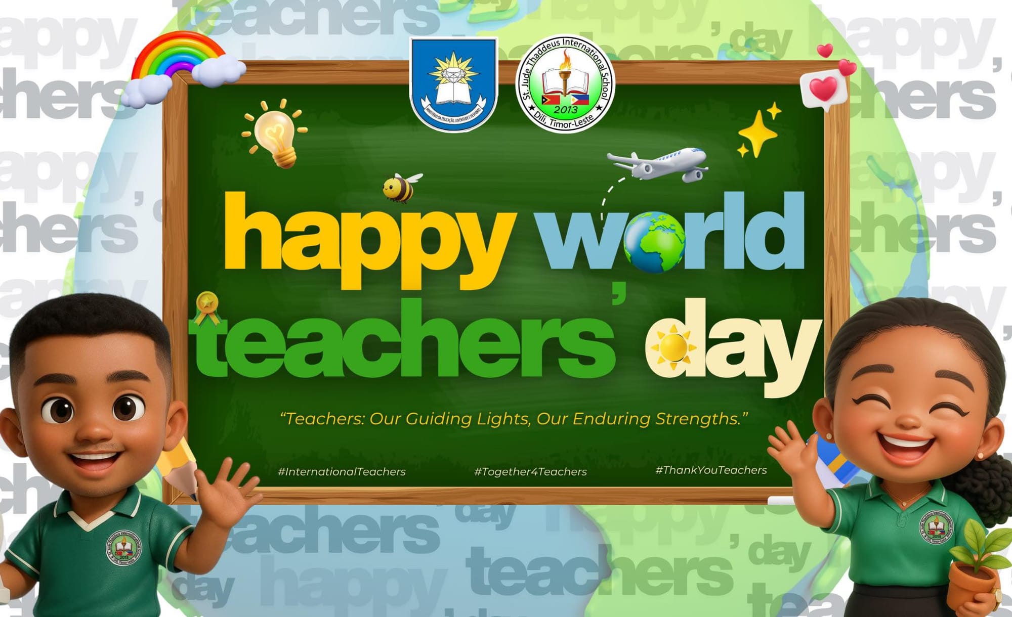 𝑯𝒂𝒑𝒑𝒚 𝑾𝒐𝒓𝒍𝒅 𝑻𝒆𝒂𝒄𝒉𝒆𝒓𝒔’ 𝑫𝒂𝒚 𝒇𝒓𝒐𝒎 𝑺𝒕. 𝑱𝒖𝒅𝒆 𝑻𝒉𝒂𝒅𝒅𝒆𝒖𝒔 𝑰𝒏𝒕𝒆𝒓𝒏𝒂𝒕𝒊𝒐𝒏𝒂𝒍 𝑺𝒄𝒉𝒐𝒐𝒍!🍎🌍👩‍🏫👨‍🏫
