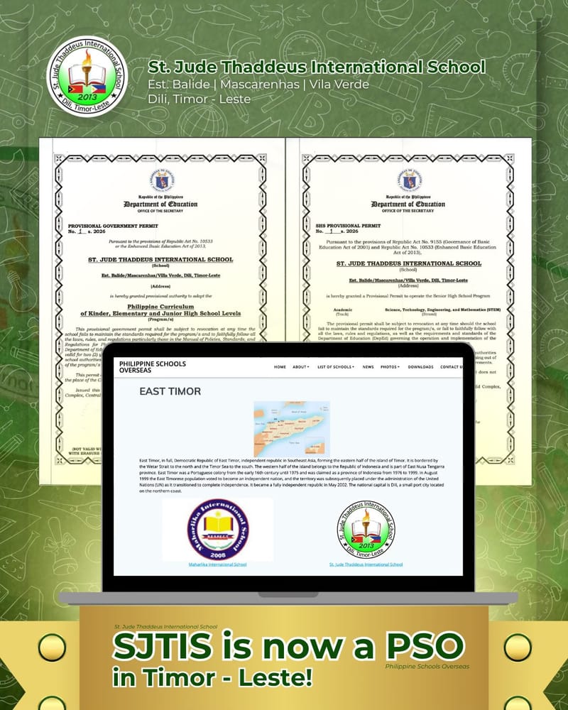 St. Jude Thaddeus International School is now officially a 𝑷𝒉𝒊𝒍𝒊𝒑𝒑𝒊𝒏𝒆 𝑺𝒄𝒉𝒐𝒐𝒍 𝑶𝒗𝒆𝒓𝒔𝒆𝒂𝒔 (𝑷𝑺𝑶)