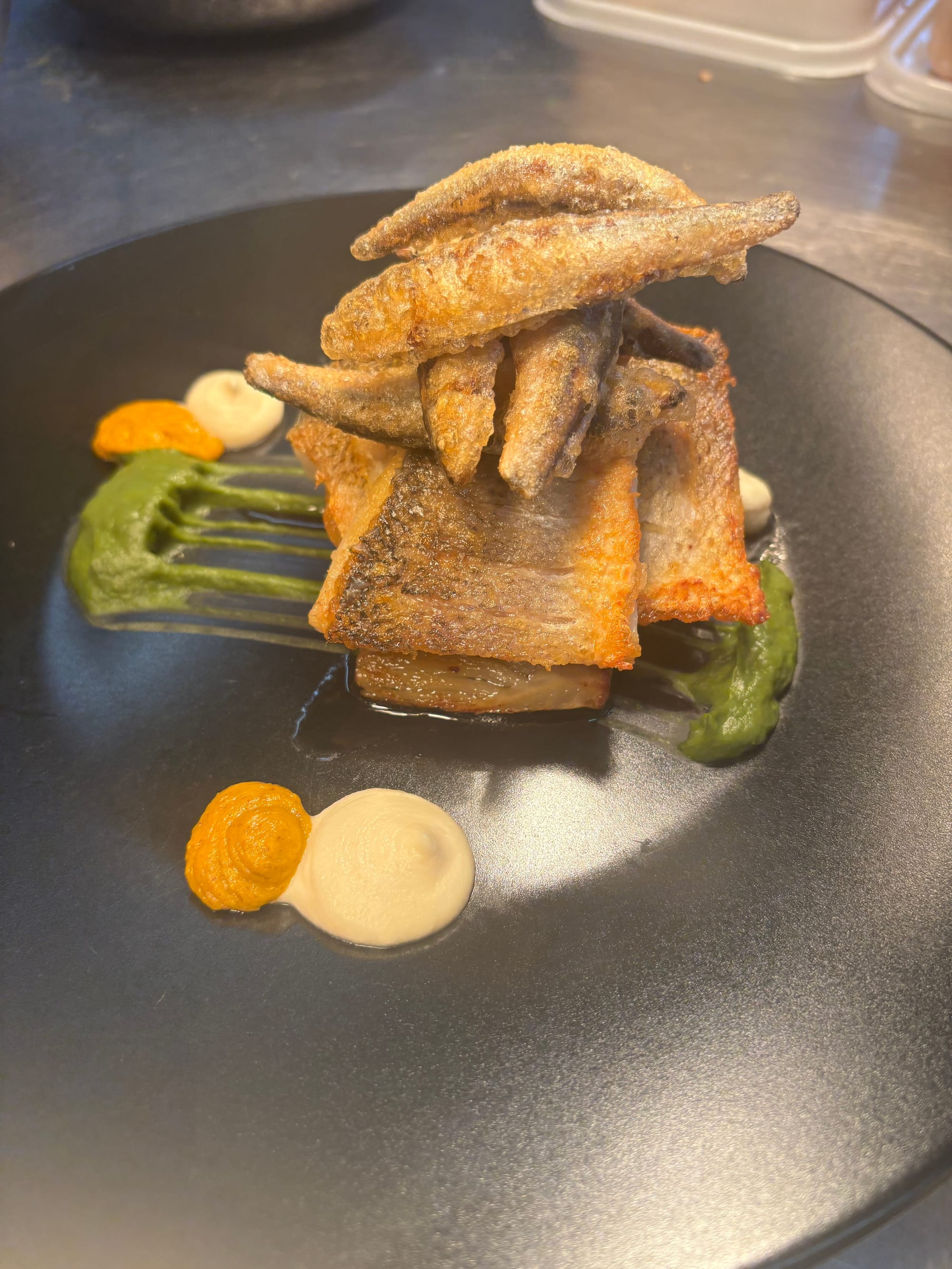 Seabass and crispy Whitebait