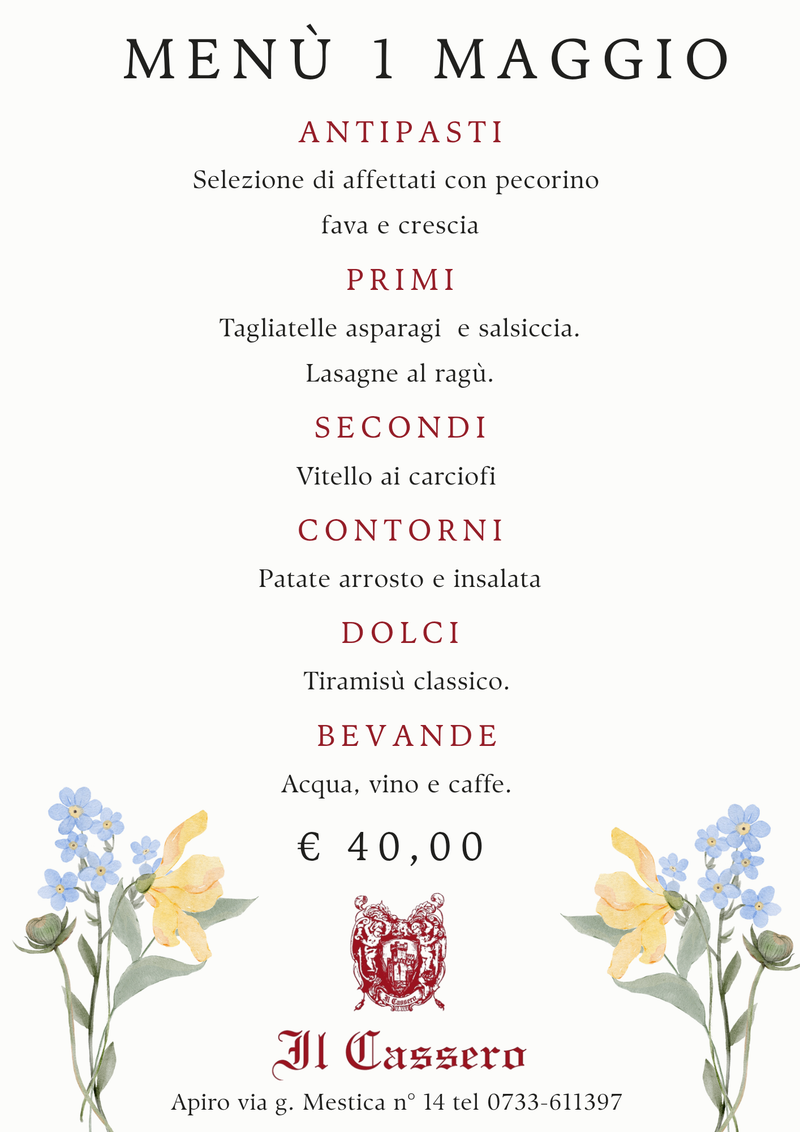 MENÙ 1 MAGGIO