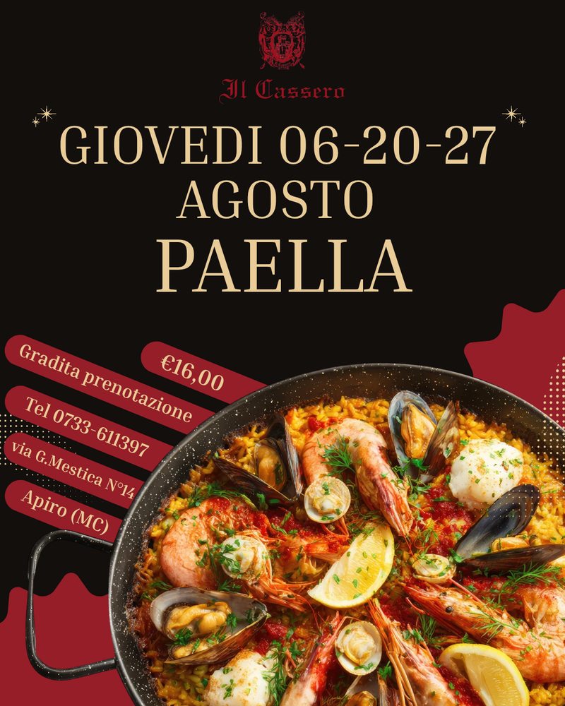 GIOVEDI 03- 20- 27 PAELLA