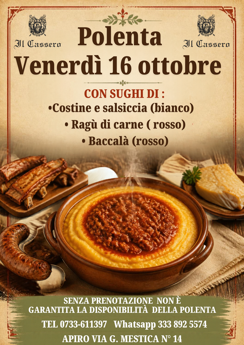 POLENTA VENERDÌ 16/10