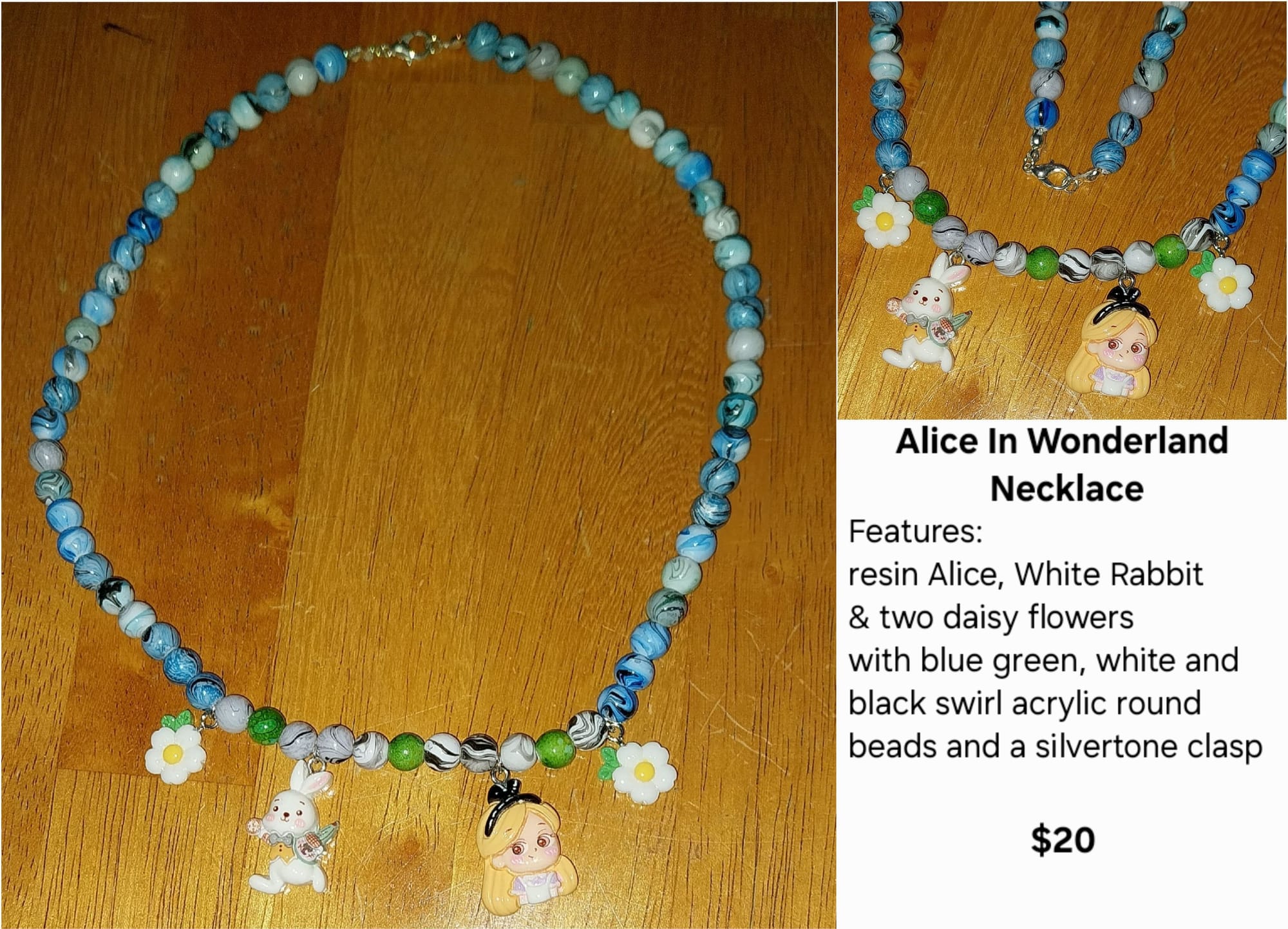 Alice In Wonderland Necklace $20
