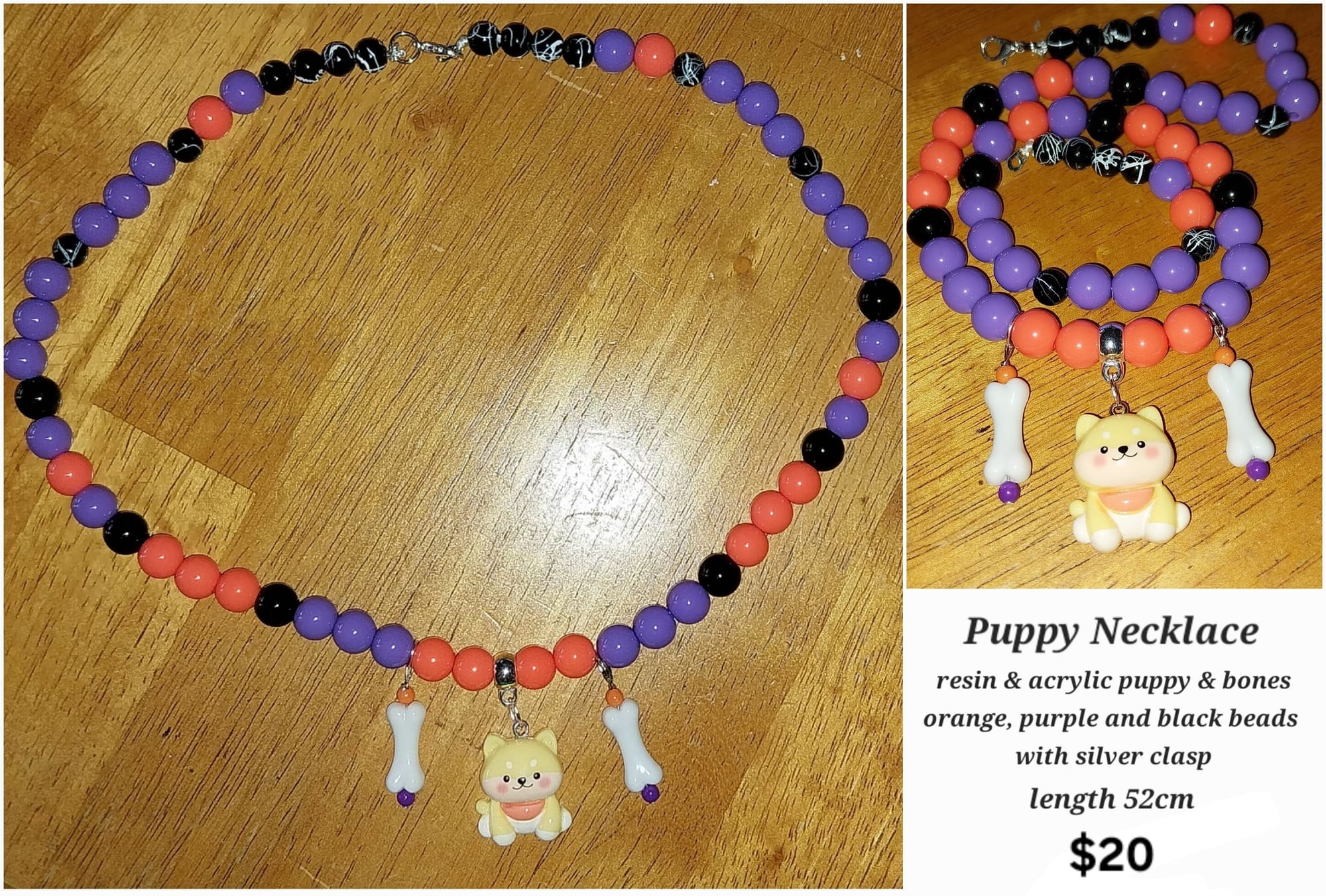 Give a dog a bone necklace $20