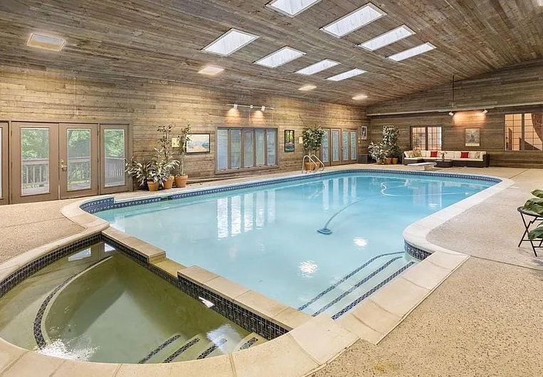 A spa at a new jersey sober living home with jacuzzi and indoor pool.