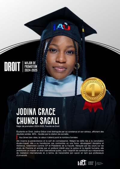 Jodina Grace Chungu Sagali De la timidité à l’excellence : Une étoile montante du leadership congolais.