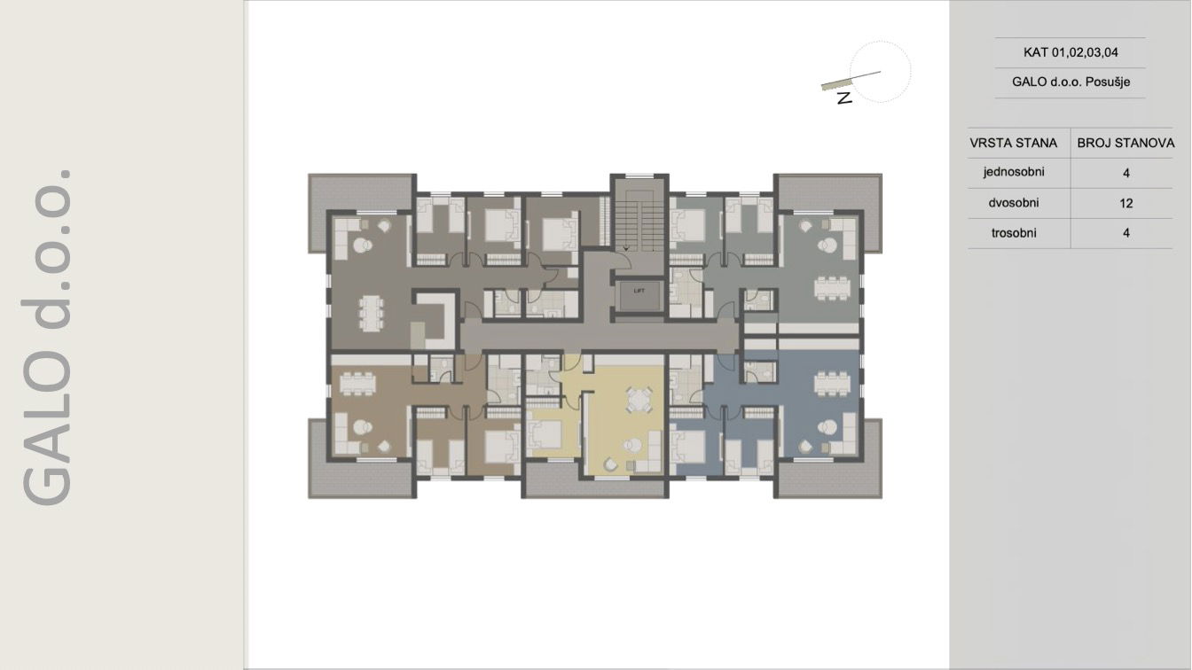 Raspored stanova — Kat 1, 2, 3 i 4