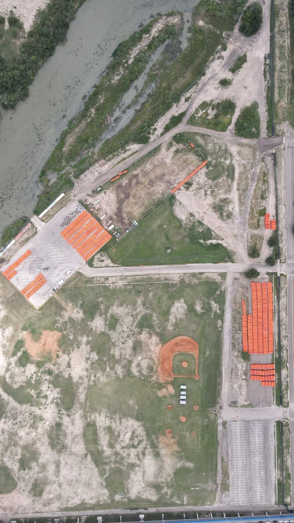 drone image of buoys in Shelby Park, June 2026