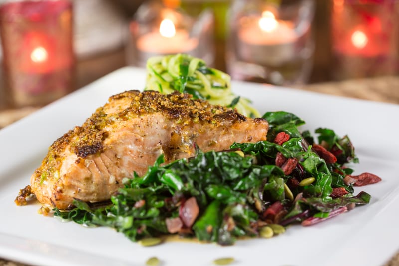 Herb-Crusted Salmon with Greens