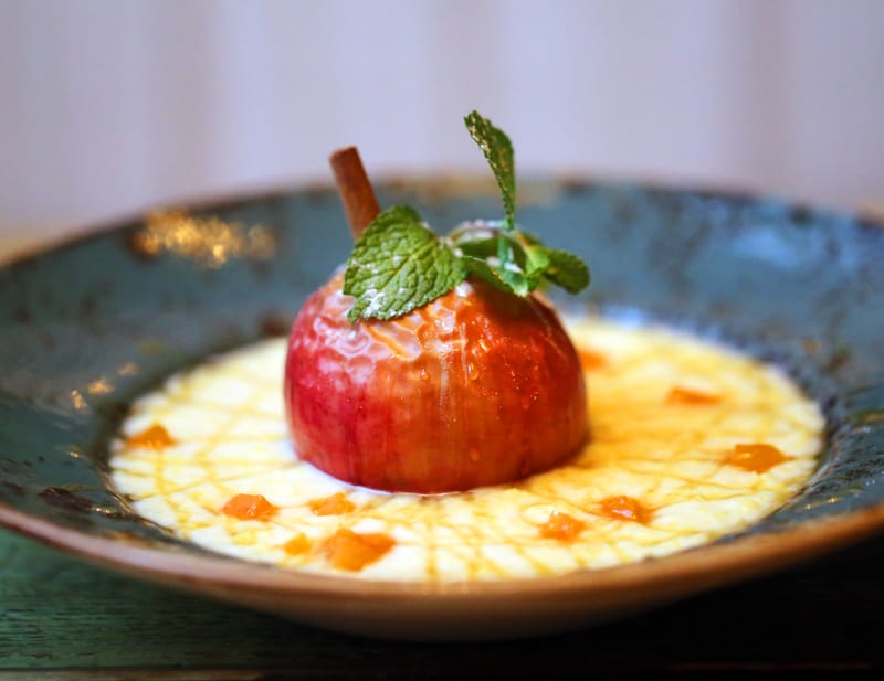 Herb-Infused Baked Apple with Yogurt