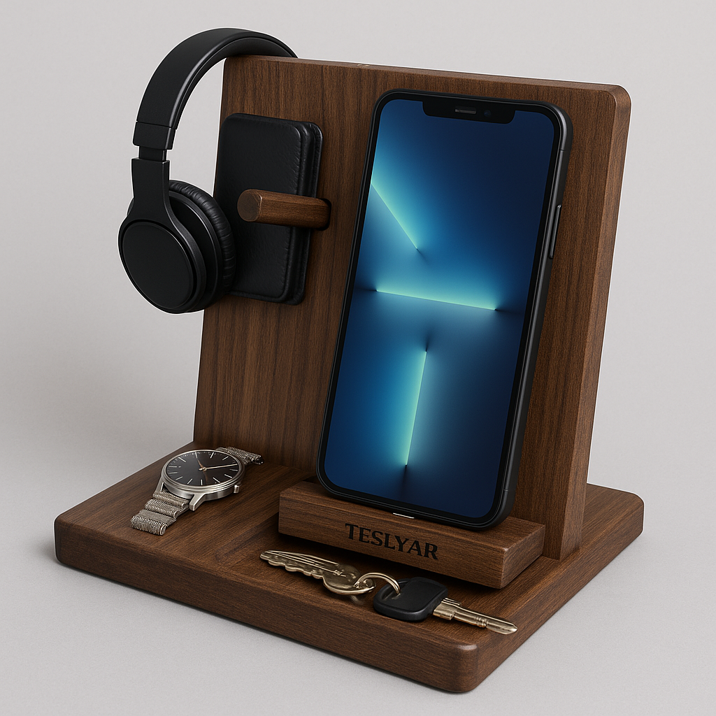TESLYAR Wood Phone Docking Station