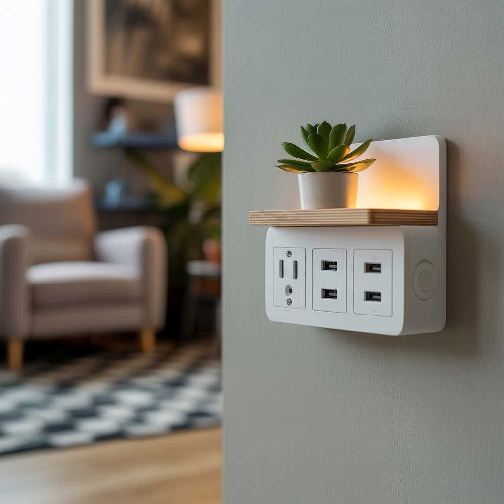 Mifaso Wall Outlet Extender with Shelf and Night Light