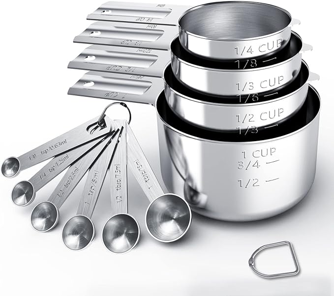 TILUCK Stainless Steel Measuring Cups & Spoons Set