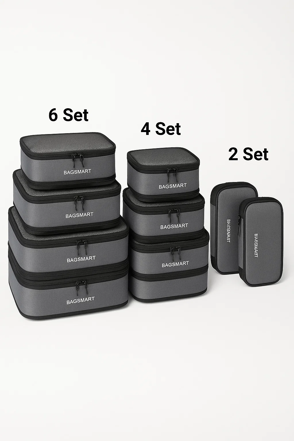 BAGSMART 6 Set/4 Set/2 Set Compression Packing Cubes for Travel