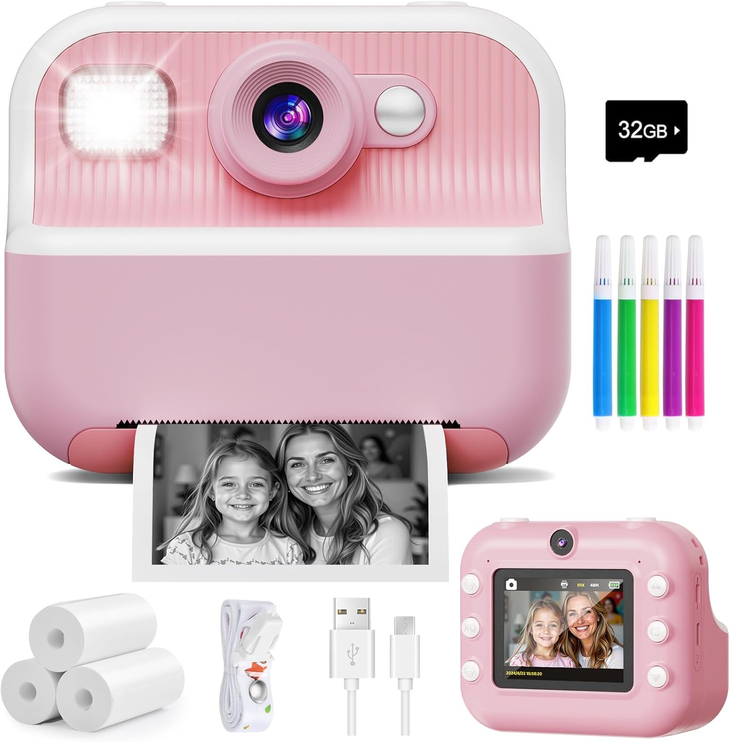  Instant Camera, Front Rear Dual Selfie Kids Camera: Fun for the Whole Family