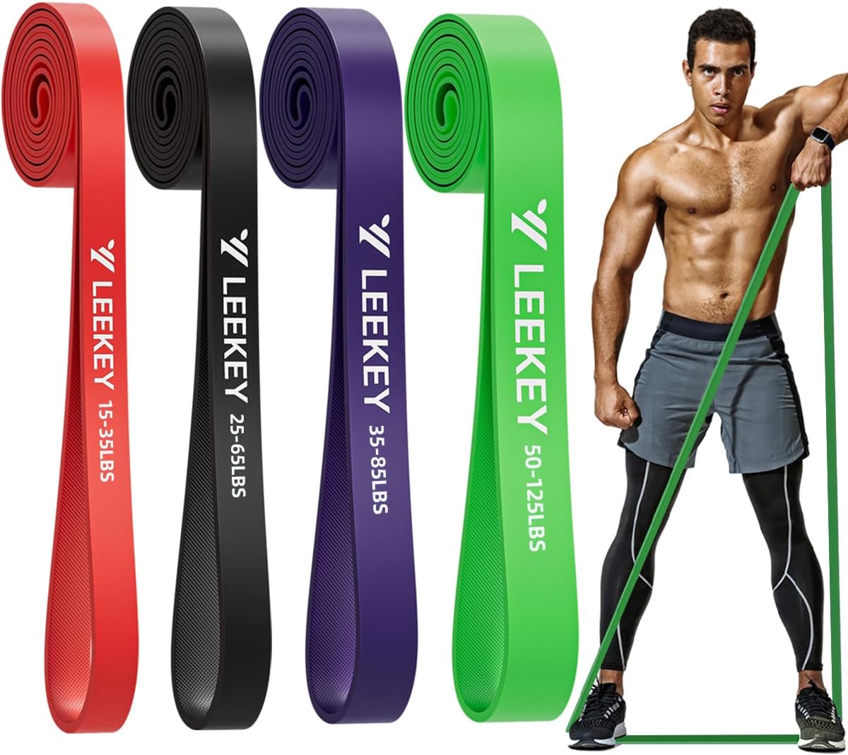 LEEKEY Resistance Bands Set for Pull-Up Assistance & Full-Body Training