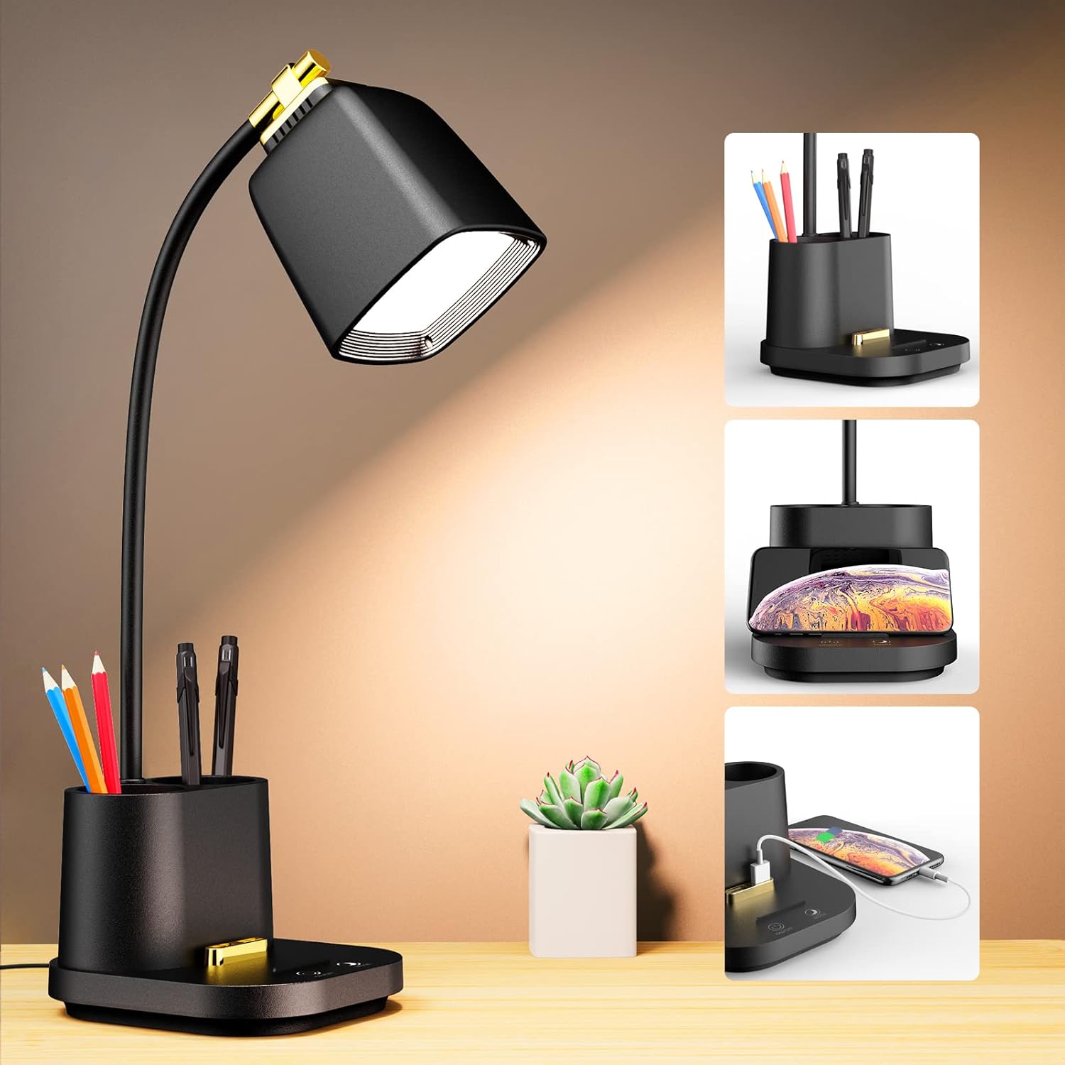 LED Desk Lamp with Touch Control and USB Charging Port