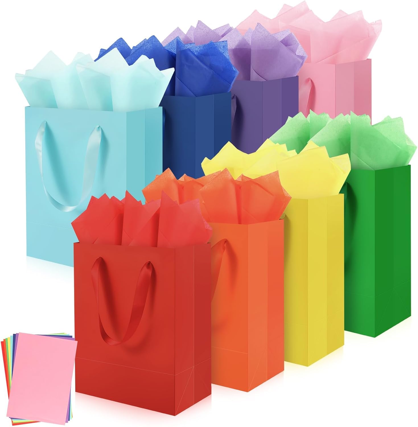 Epoesch 8 Pack Medium Gift Bags With Handles and 16 Tissue Paper