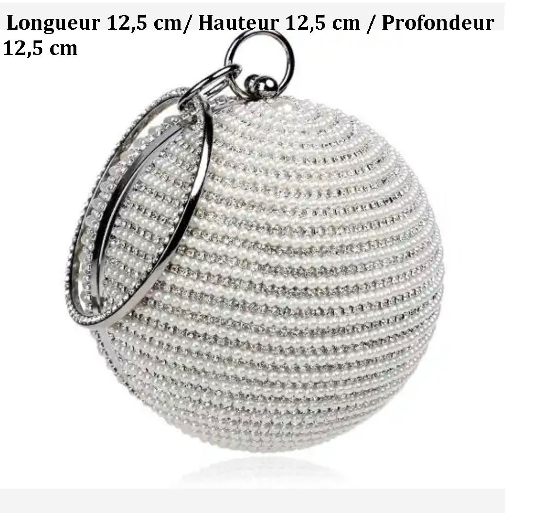 sac pochette de perles grises, élégant pour soirées mondaines