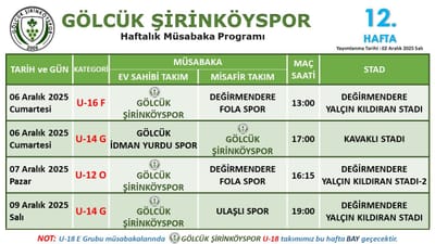 HAFTALIK PROGRAMIMIZ
