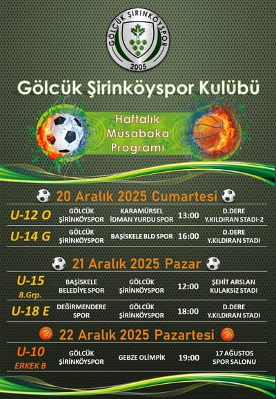 HAFTALIK MÜSABAKA PROGRAMIMIZ