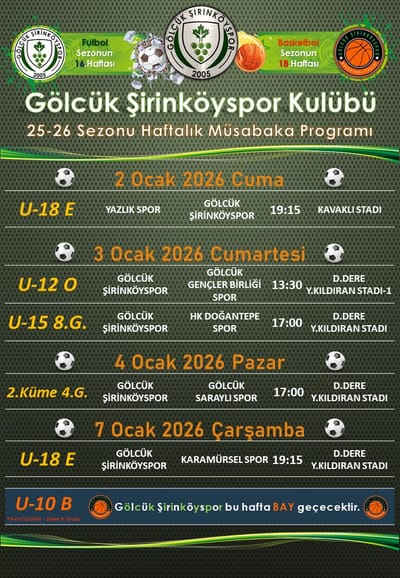 HAFTALIK MÜSABAKA PROGRAMIMIZ