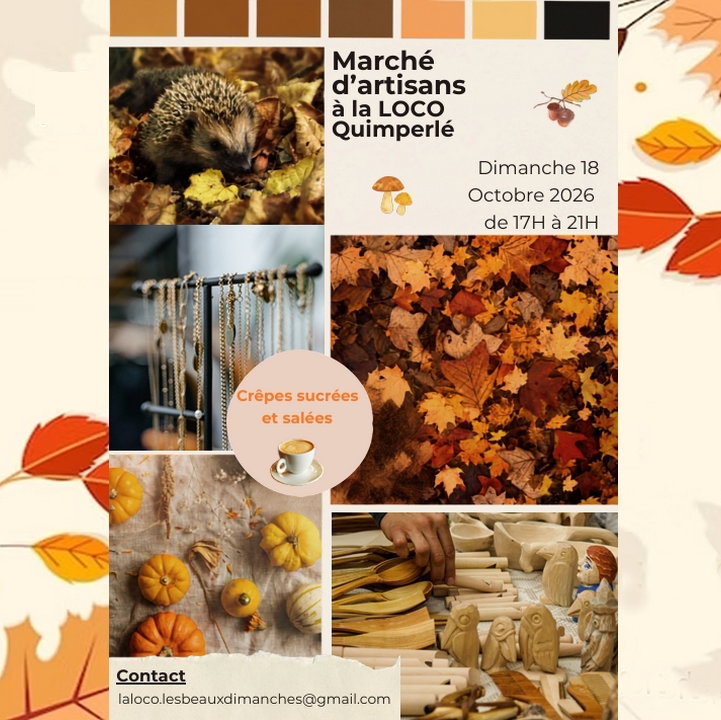 * Dimanche 18/10 * Marché d'artisans (avec crêpes salées et sucrées) (Entrée libre)