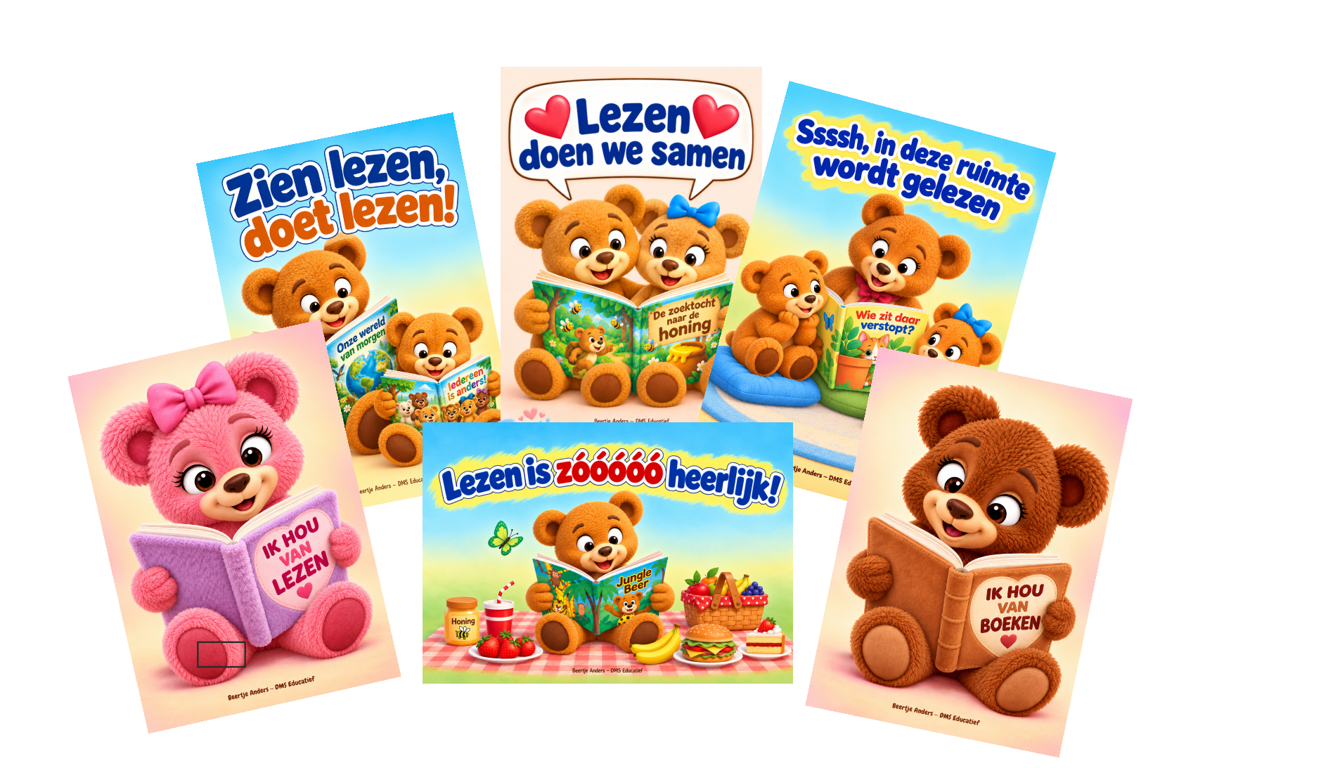 Lezen met Beertje Anders – 6 vrolijke leesposters
