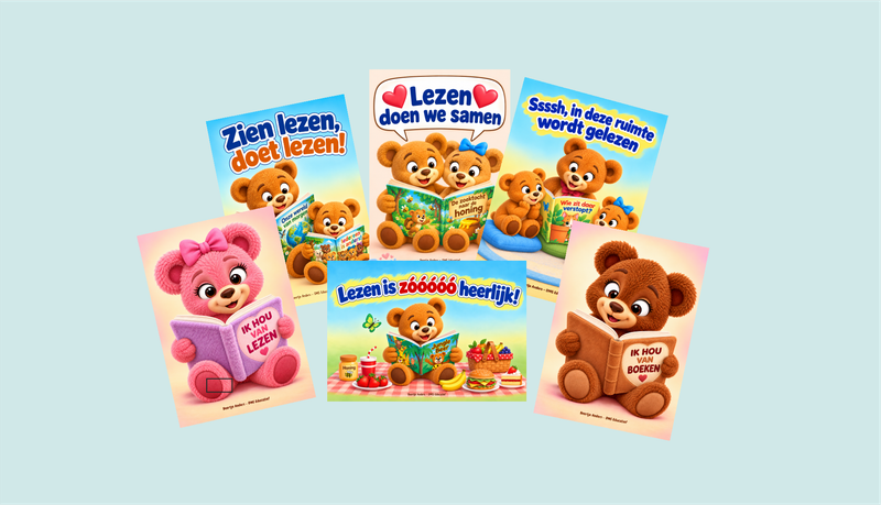 Lezen met Beertje Anders – 6 vrolijke leesposters