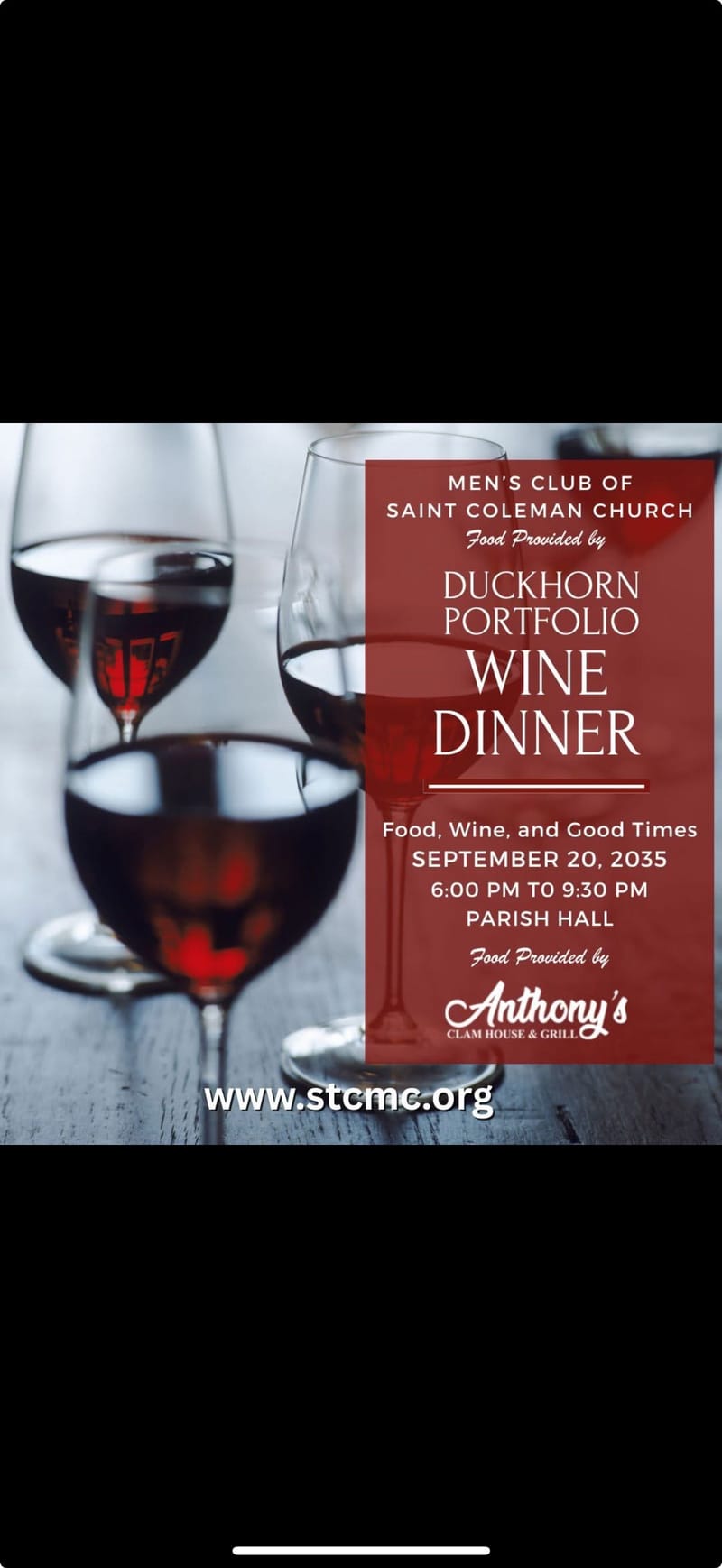 SAINT COLEMAN CHURCH DUCKHORN PORTFOLIO WINE DINNER