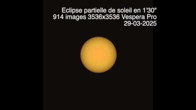 Timelapse de l'éclipse de soleil du 29/03/2025 depuis Rennes